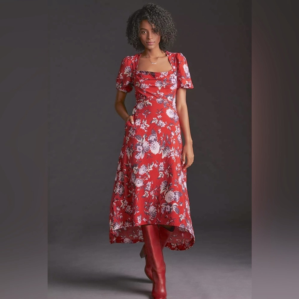 Anthropologie Maeve Puff-Sleeve Dress - Picture 1 of 16